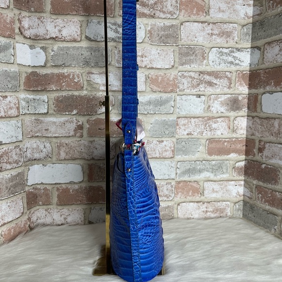 Brahmin Blue Croc-Embossed Shoulder Bag - Picture 8 of 14
